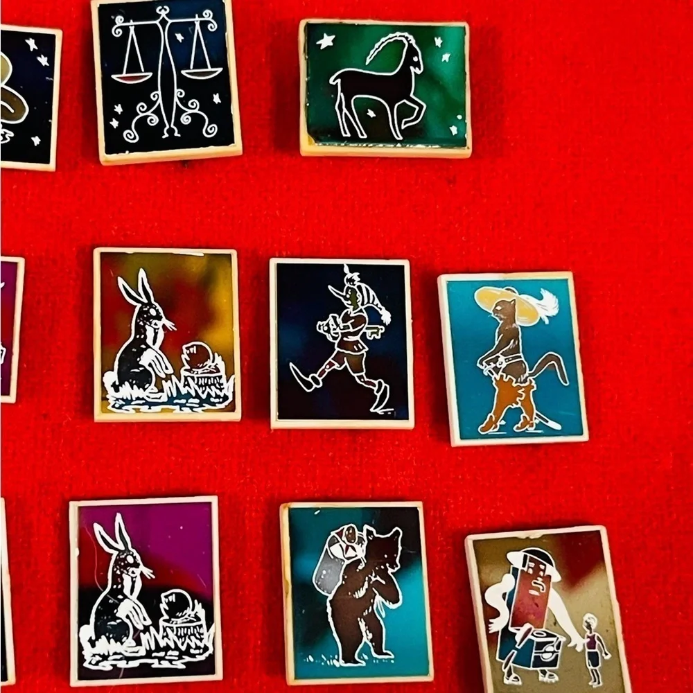 VTG Lot Of 16 Mirror Base Pin Badges Cartoon Soviet Era USSR